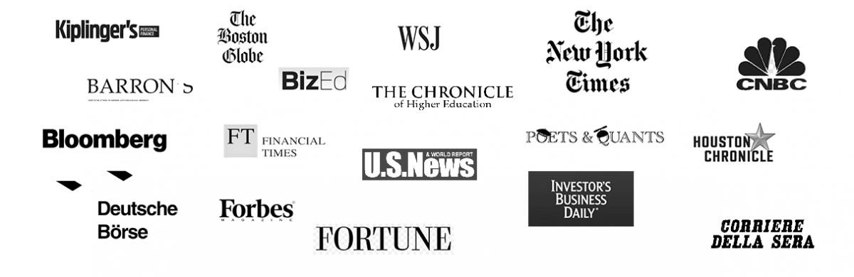 Logos of media that has featured Burkenroad Reports