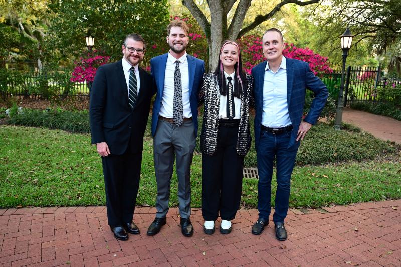 Rob Lalka, Executive Director of the Albert Lepage Center, standing with Franziska Trautmann (SSE ’20), Max Steitz (SLA ’20), and Brett A. Hurt the 2026 Lepage Gala award winners.