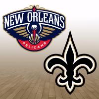 New Orleans Saints and Pelicans logos.