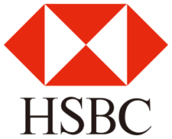 HSBC logo with red diamond symbol above text.
