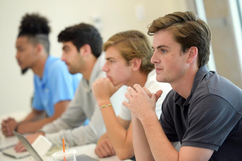 Undergrad students in class at Freeman Business School