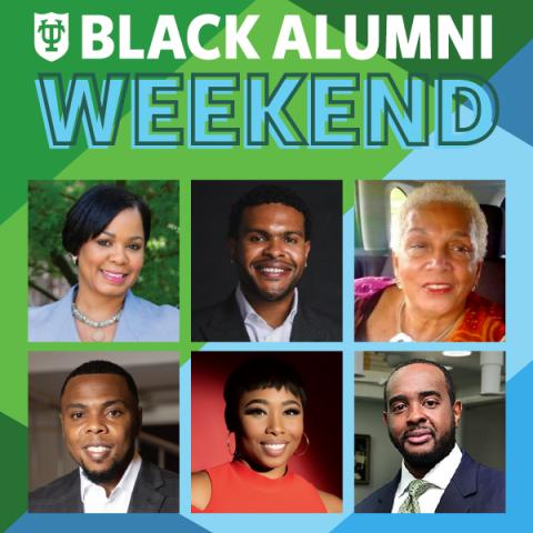 Black Alumni Weekend 2024, Featured Speakers, Brian Egwele (B 2001), Kenny Welcome (B 2015), Derrick Strozier (B 2014), Shannon Brice (B 2004), and Stephanie Navarre (B 1986)