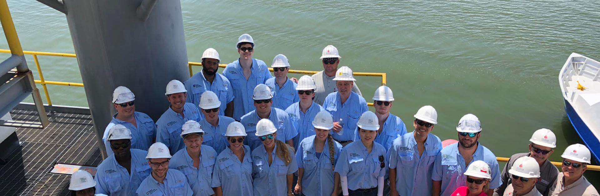 Students on an Oil Platform during an energy site visit