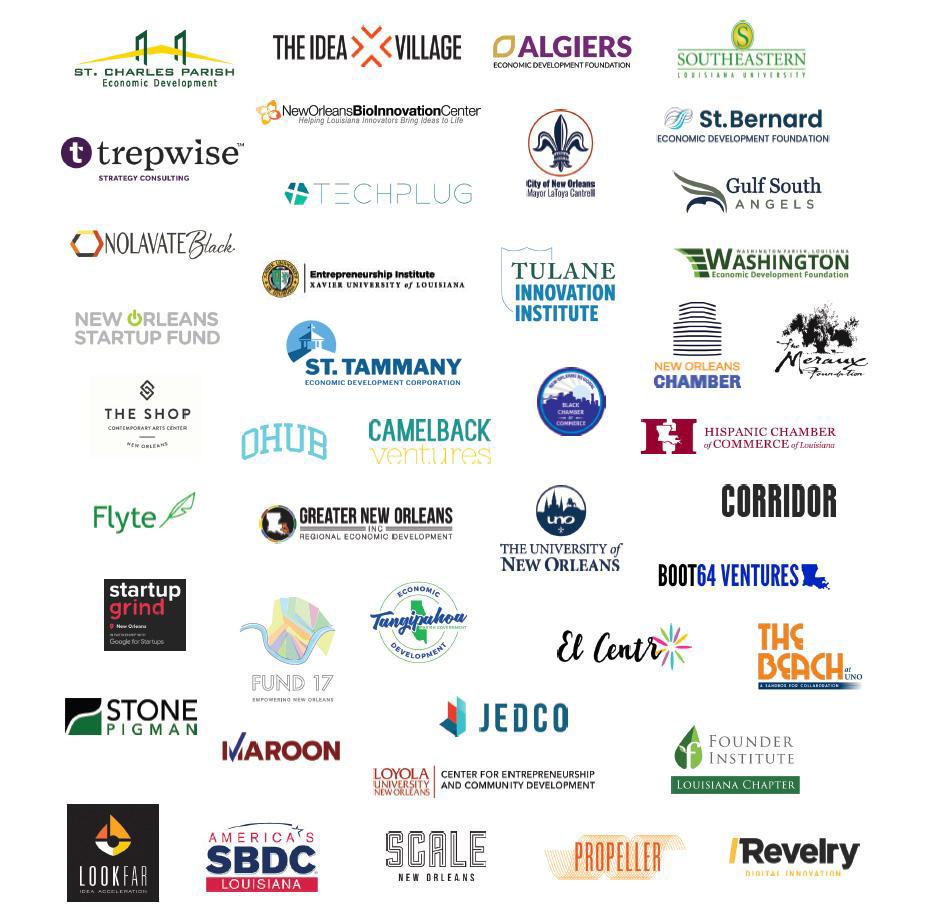 Greater New Orleans Startup Report Partner logos.