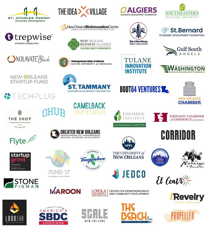Greater New Orleans Startup Report Partner logos.