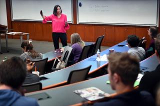 Claire Senot teaching an MBA class.
